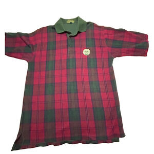 Royal Dornoch Golf Polo Shirt Mens L Red Green Tartan Plaid Flannel Scotland